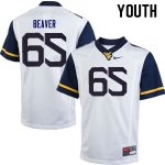 Youth West Virginia Mountaineers NCAA #65 Donavan Beaver White Authentic Nike Stitched College Football Jersey NQ15J00CJ